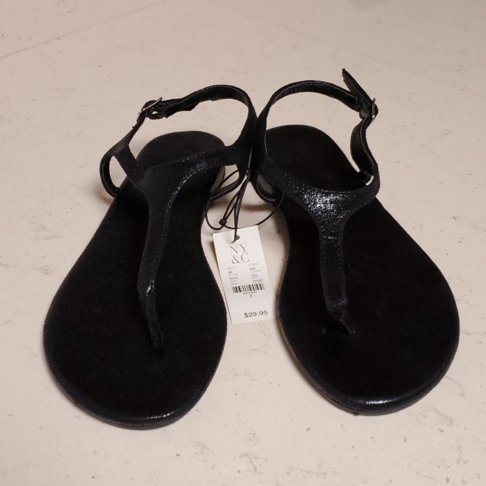 Sparkly black thong sandals